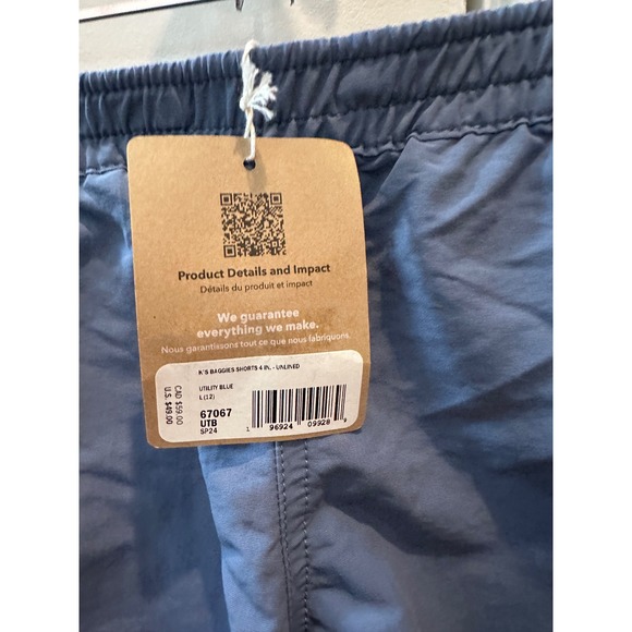 New girls Patagonia Kids Baggies Shorts Size L (12) Utility Blue Unlined NWT - Picture 4 of 9
